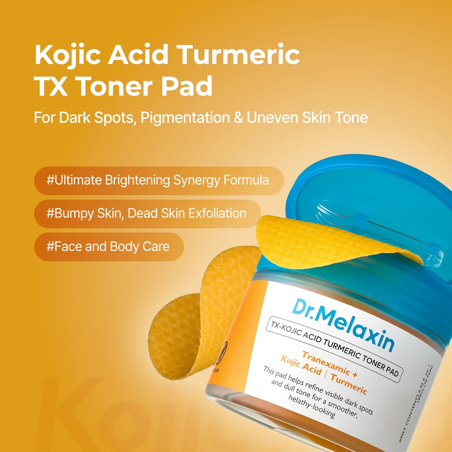 Kojic Acid + Turmeric Brightening Toner 70 pads